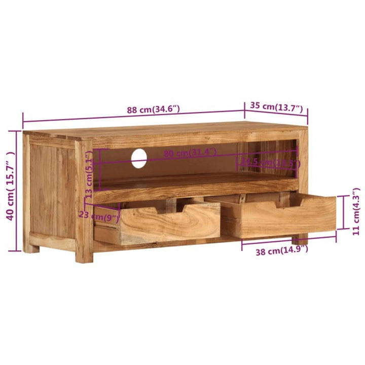 Tv-Schrank 88X35X40 Cm Massivholz Akazie