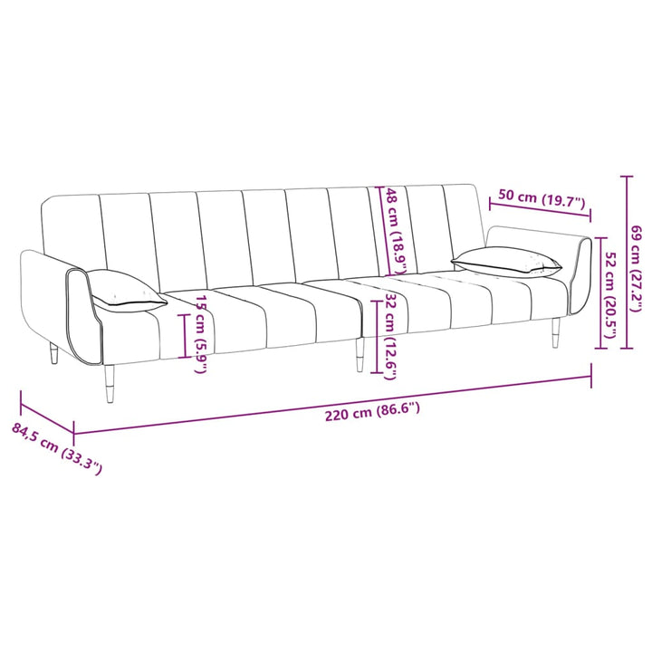 Schlafsofa 2-Sitzer Mit Hocker & Zwei Kissen Samt