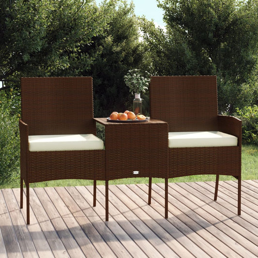 2-Sitzer Gartensofa Mit Teetisch Poly Rattan