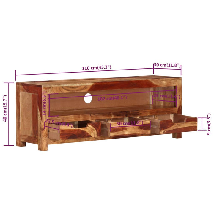 Tv-Schrank 110X30X40 Cm Massivholz Akazie