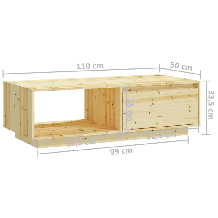 Couchtisch 110X50X33,5 Cm Massivholz Tanne