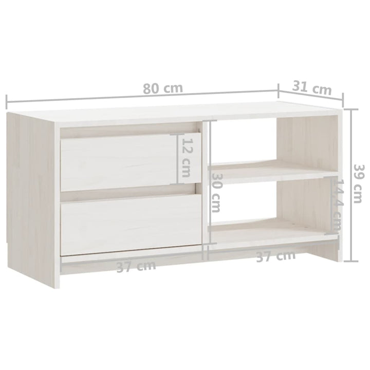 Tv-Schrank 80X31X39 Cm Massivholz Kiefer