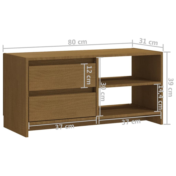 Tv-Schrank 80X31X39 Cm Massivholz Kiefer