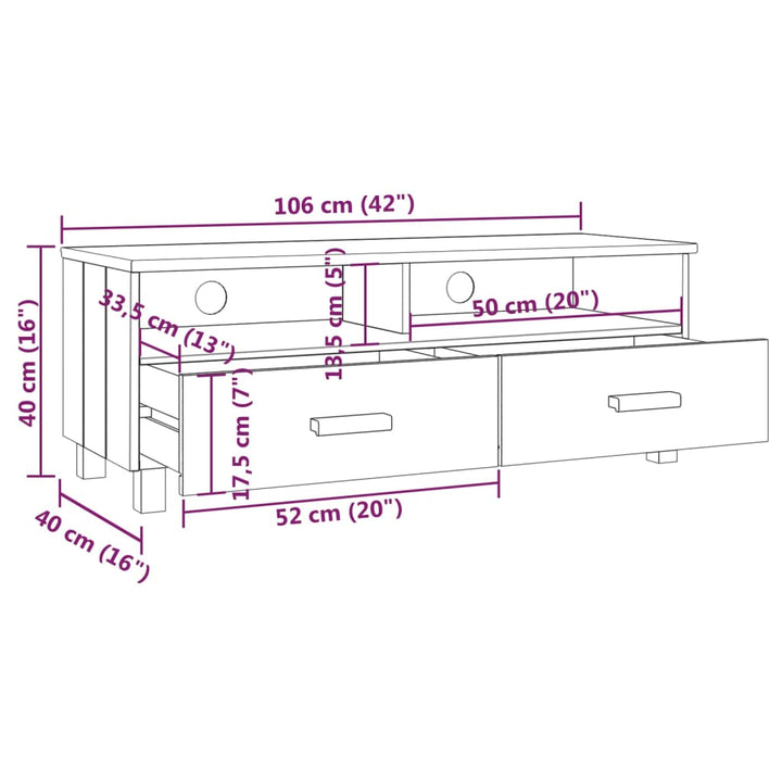 Tv-Schrank Hamar 106X40X40 Cm Massivholz Kiefer