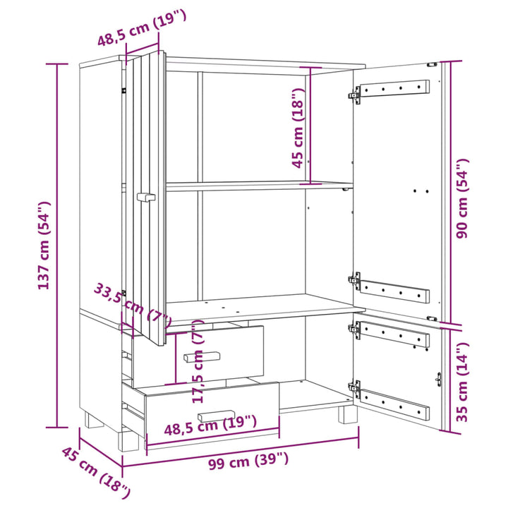 Kleiderschrank Hamar 99X45X137 Cm Massivholz Kiefer