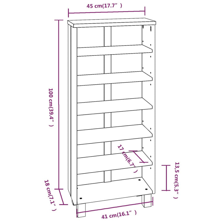 Cd-Schrank Hamar 45X18X100 Cm Massivholz Kiefer