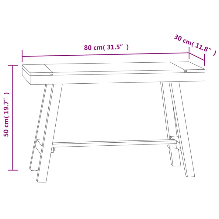 Bank 80 Cm Massivholz Teak