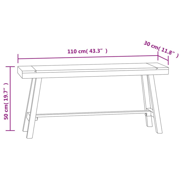 Bank 110 Cm Massivholz Teak