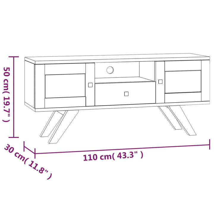 Tv-Schrank 110X30X50 Cm Massivholz Teak