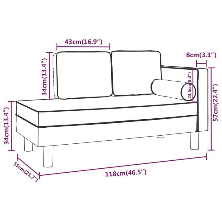 Chaiselongue Mit Kissen Und Nackenrolle Kunstleder