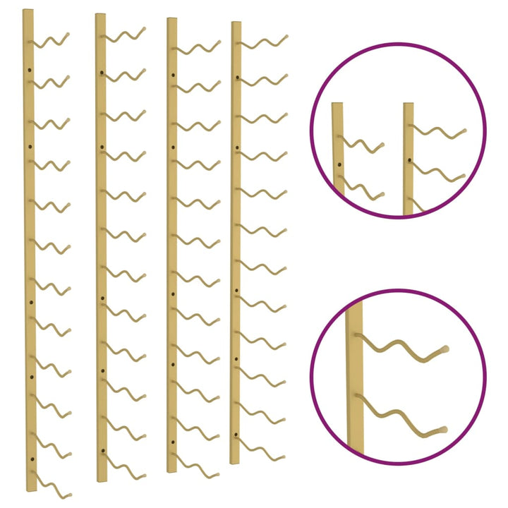 Wand-Weinregal Für 24 Flaschen 2 Stk. En Eisen Gold