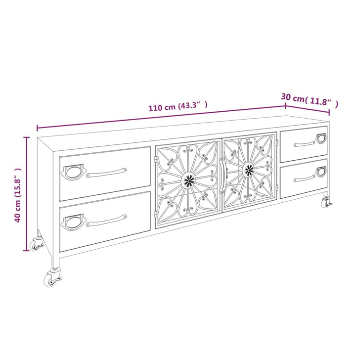 Tv-Schrank Silbern 110X30X40 Cm Eisen