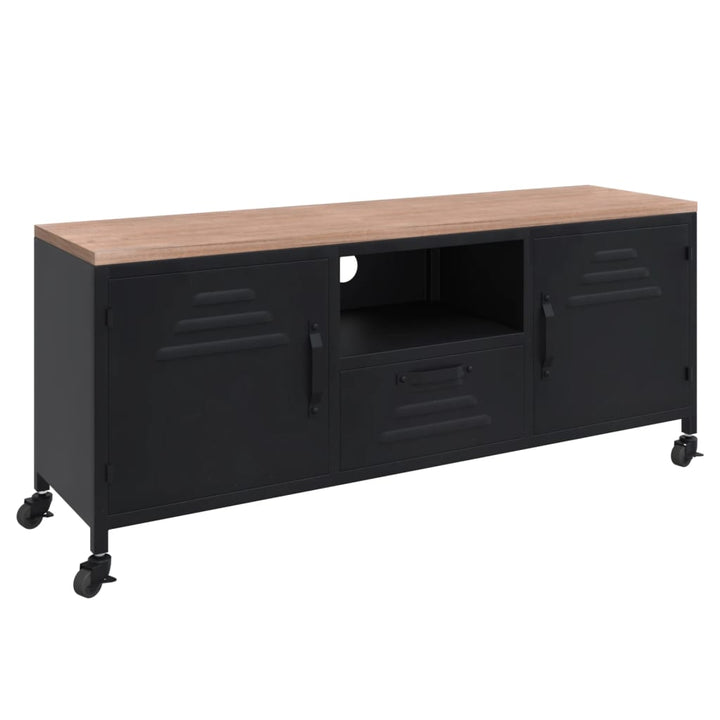 Tv-Schrank Schwarz 110X30X43 Cm Eisen Und Massivholz Tanne