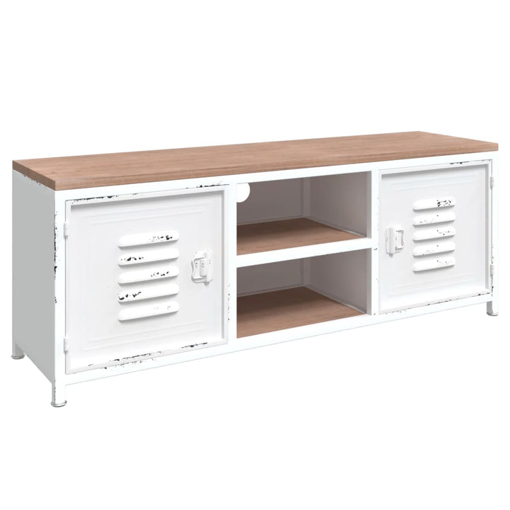 Tv-Schrank Weiß 110X30X40 Cm Eisen Und Massivholz Tanne