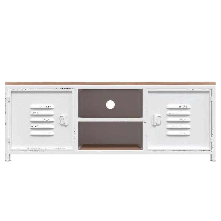 Tv-Schrank Weiß 110X30X40 Cm Eisen Und Massivholz Tanne