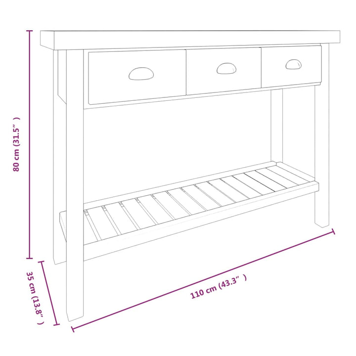 Konsolentisch 110X35X80 Cm Massivholz Tanne