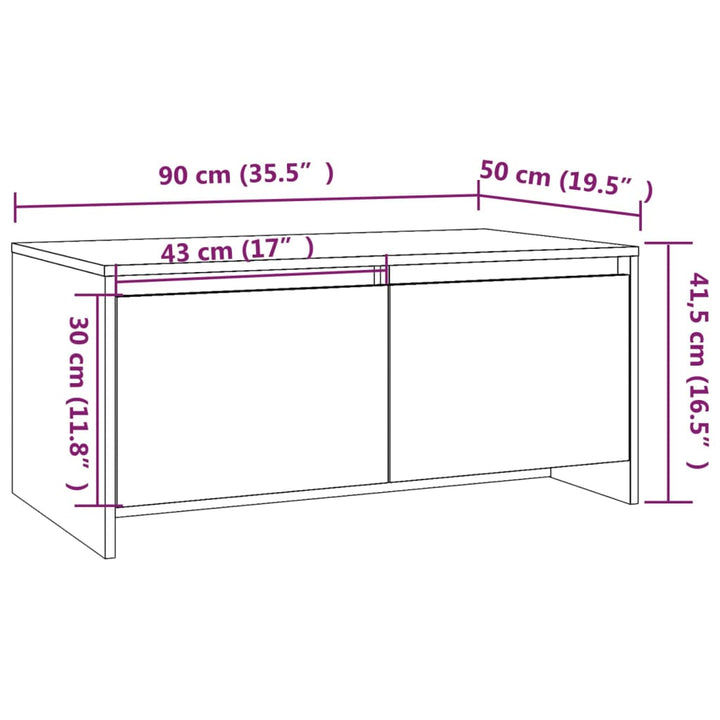 Couchtisch 90X50X41,5 Cm Holzwerkstoff