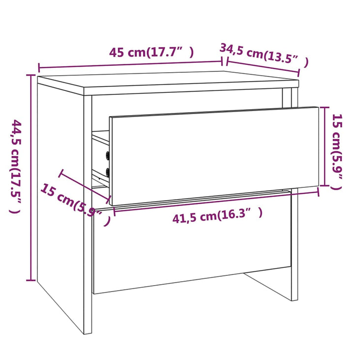 Nachttisch 45X34,5X44,5 Cm Holzwerkstoff