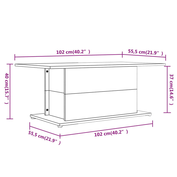 Couchtisch 102X55,5X40 Cm Holzwerkstoff