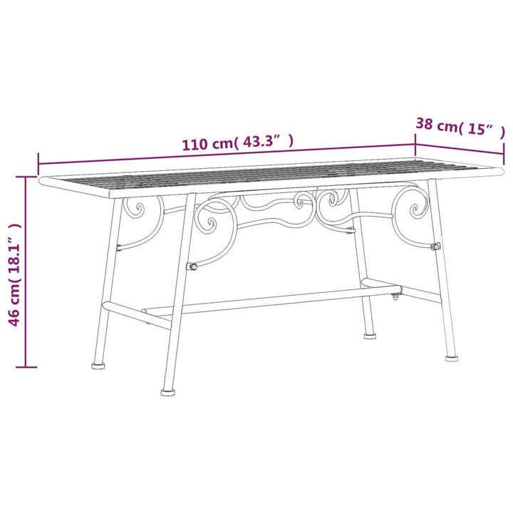 Baumbank 110 Cm Schwarz Stahl