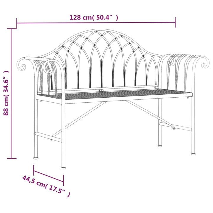 2-Sitzer-Gartenbank 128 Cm Schwarz Stahl