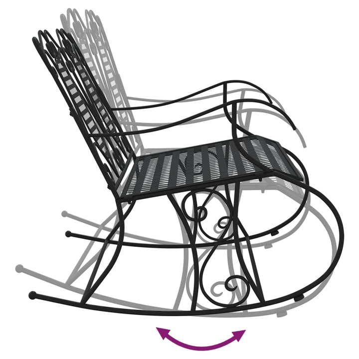 Schaukelbank 2-Sitzer 113 Cm Schwarz Stahl