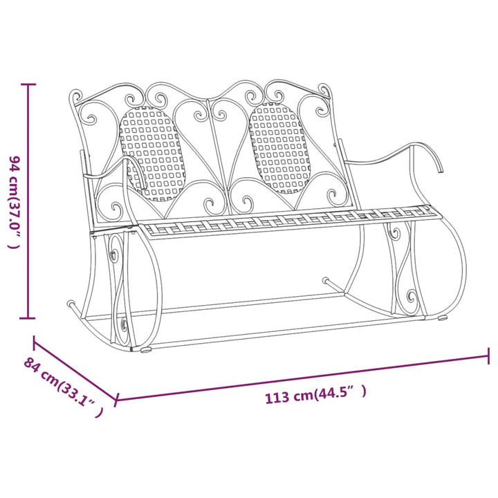 Schaukelbank 2-Sitzer 113 Cm Schwarz Stahl