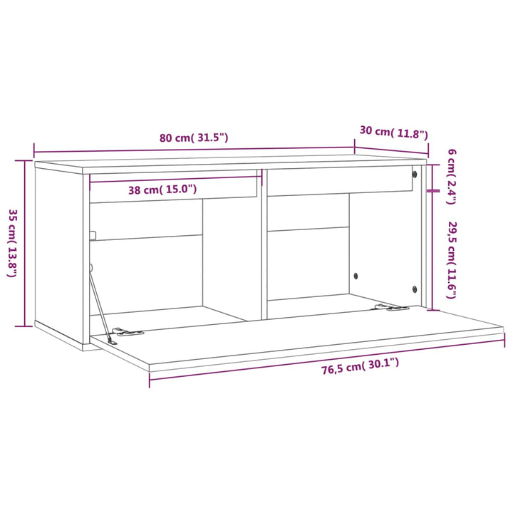 Wandschrank 80X30X35 Cm Massivholz Kiefer