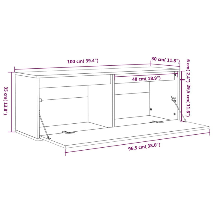 Wandschrank 100X30X35 Cm Massivholz Kiefer