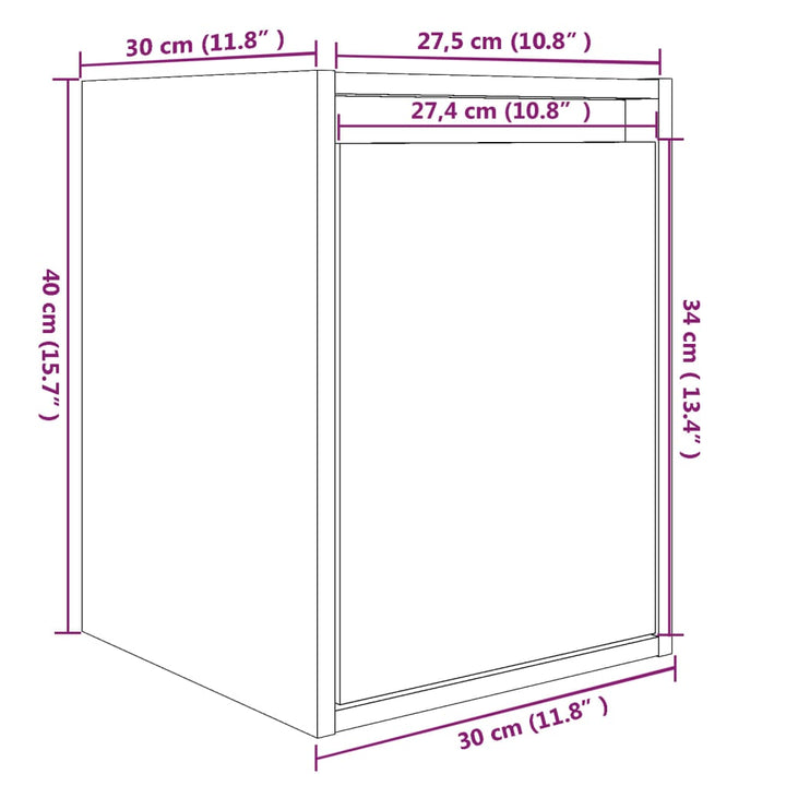 Wandschrank 30X30X40 Cm Massivholz Kiefer