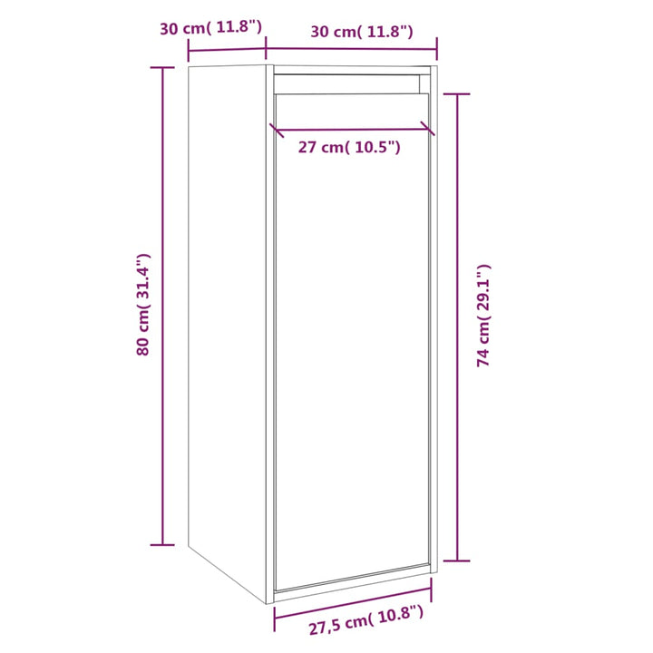 Wandschrank 30X30X80 Cm Massivholz Kiefer