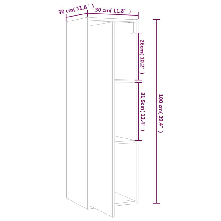 Wandschrank 30X30X100 Cm Massivholz Kiefer