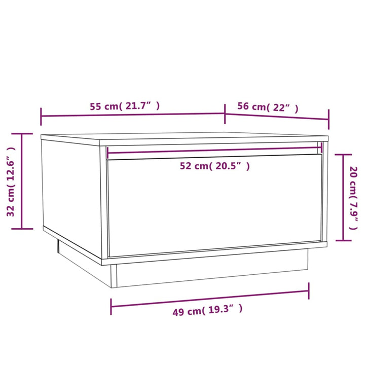 Couchtisch 55X56X32 Cm Massivholz Kiefer