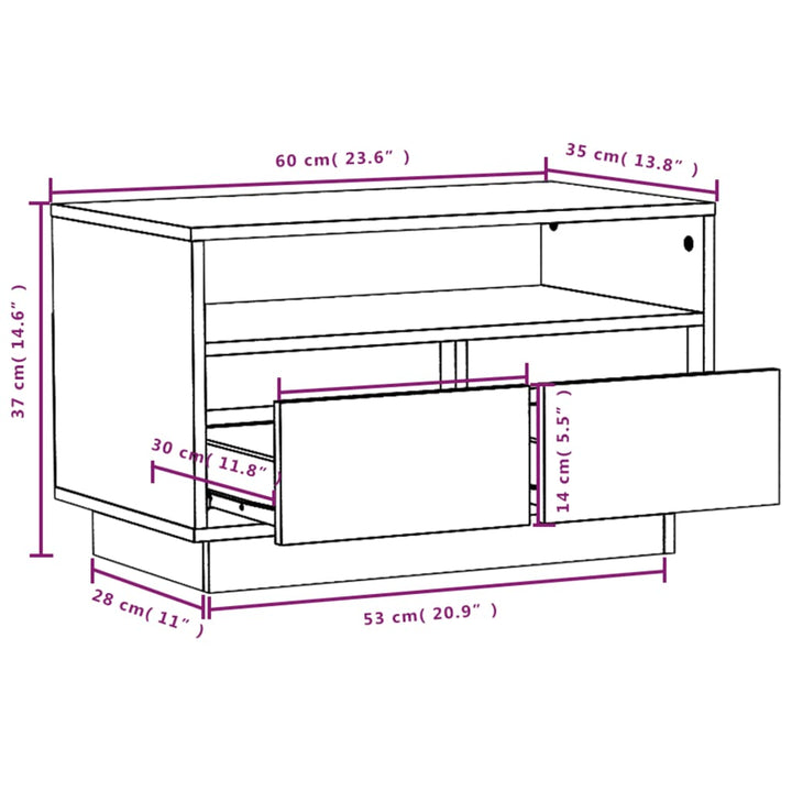 Tv-Schrank 60X35X37 Cm Massivholz Kiefer