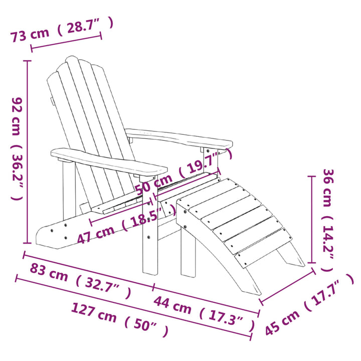 Adirondack-Gartenstühle 2 Stk. Mit Hockern Hdpe