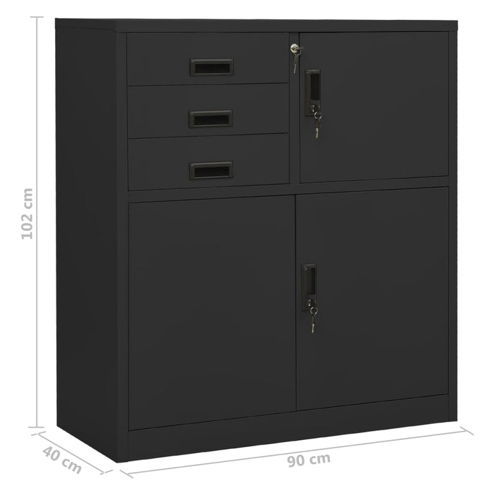 Büroschrank 90X40X125 Cm Stahl