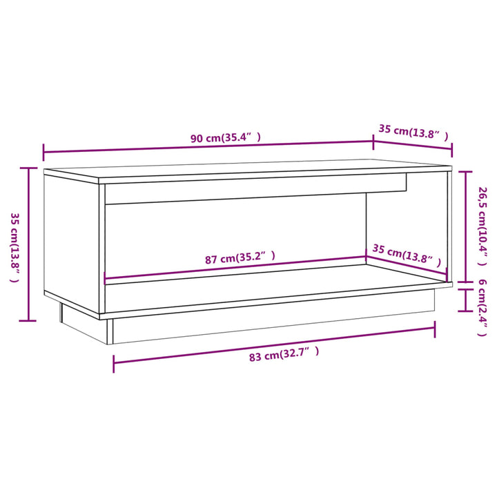 Tv-Schrank 90X35X35 Cm Massivholz Kiefer