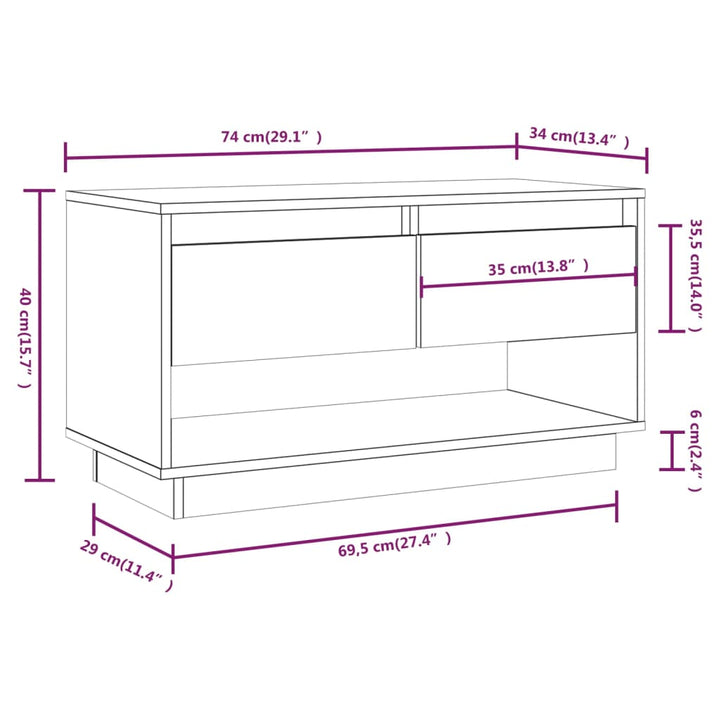 Tv-Schrank 74X34X40 Cm Massivholz Kiefer