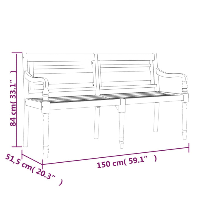 Batavia-Sitzbank Massivholz Teak