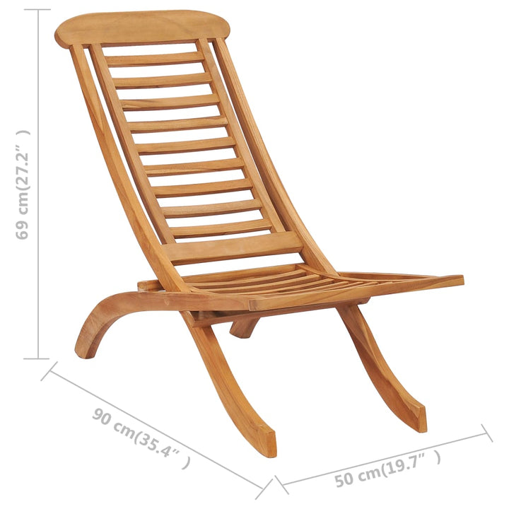 Gartenstuhl Klappbar 50X90X69 Cm Massivholz Teak