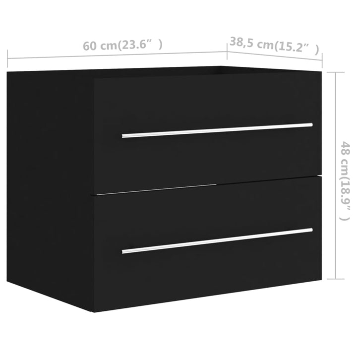 Waschbeckenunterschrank Mit Einbaubecken Holzwerkstoff Schwarz