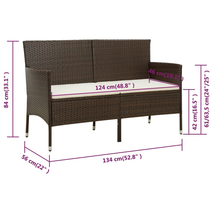 Gartensofa 3-Sitzer Mit Kissen Poly Rattan