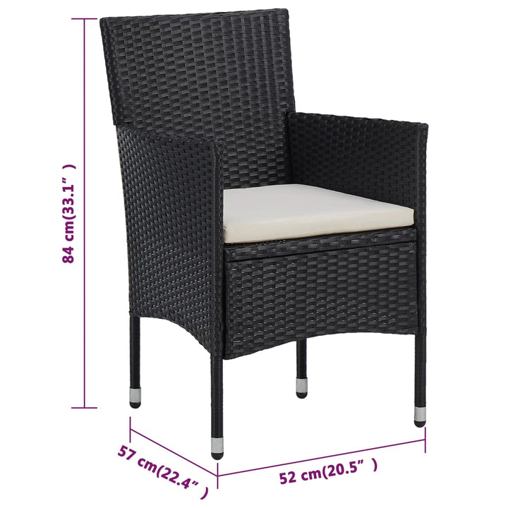 Garten-Essstühle 2 Stk. Poly Rattan Schwarz Hellgrau