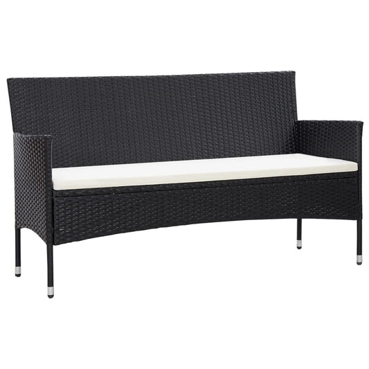 3-Sitzer-Gartensofa Mit Kissen Poly Rattan