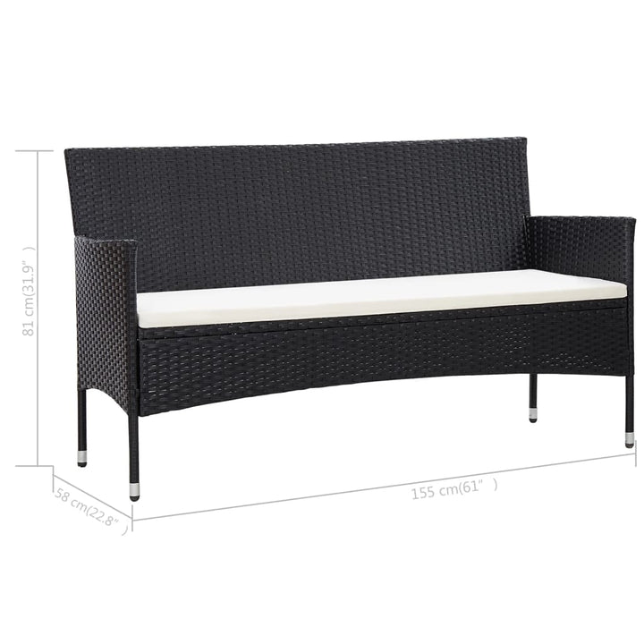 3-Sitzer-Gartensofa Mit Kissen Poly Rattan