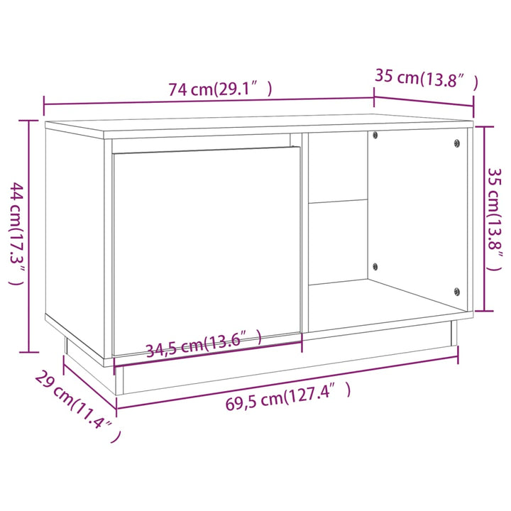 Tv-Schrank 74X35X44 Cm Massivholz Kiefer