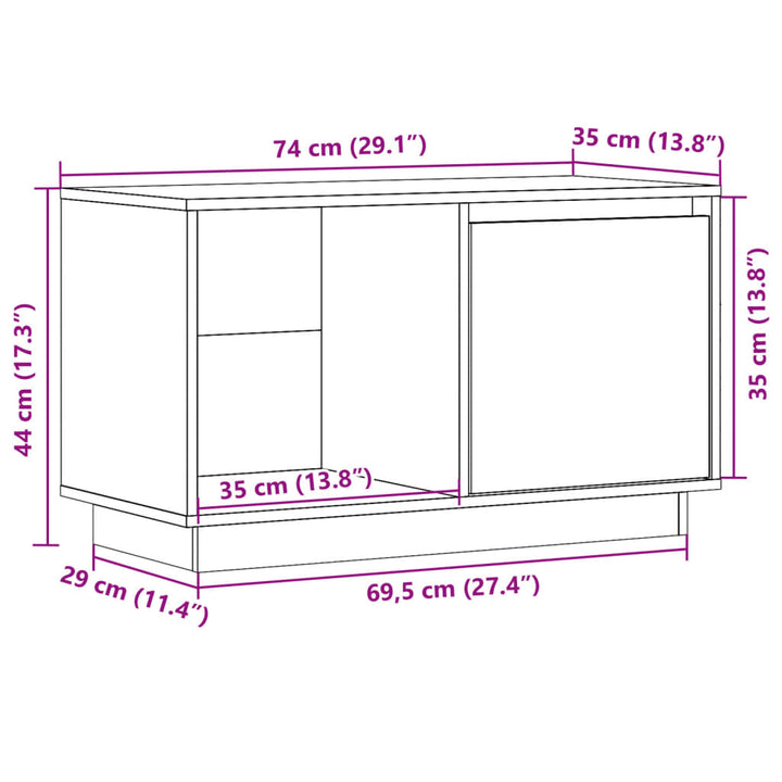 Tv-Schrank 74X35X44 Cm Massivholz Kiefer