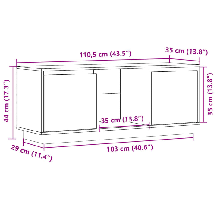 Tv-Schrank 110,5X35X44 Cm Massivholz Kiefer