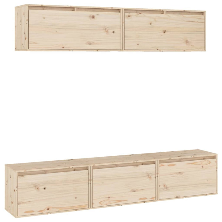 5-Teiliges Tv-Schrank-Set Massivholz Kiefer