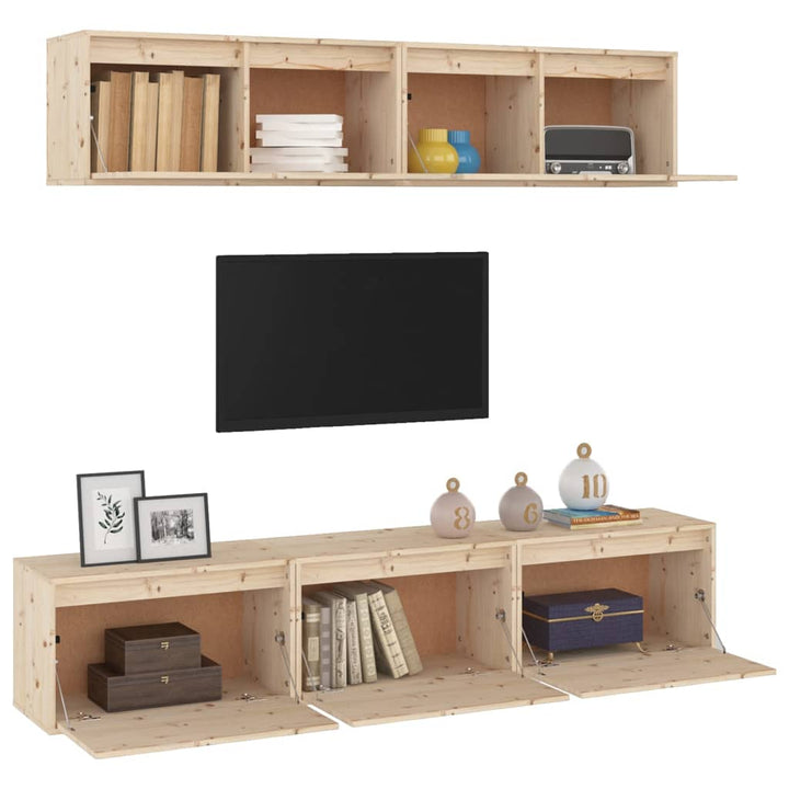 5-Teiliges Tv-Schrank-Set Massivholz Kiefer